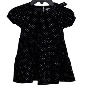 Habitual Kid Velour Polka Dot Dress Black and Silver Size 18 Months